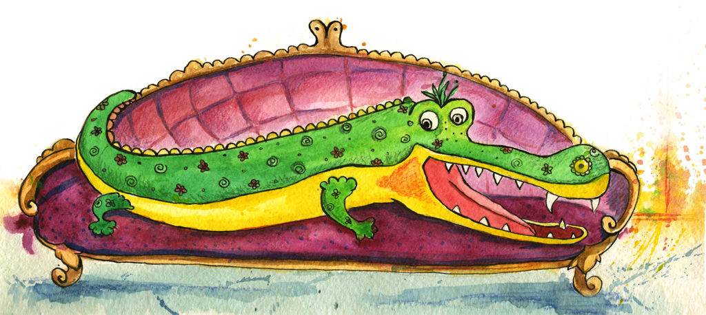 Иллюстрация крокодила к книге Сокровища Олимпиады